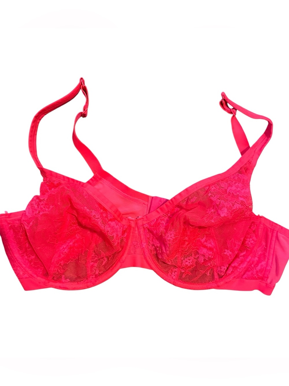 Lane Bryant Cacique hot pink lace no padding underwire sexy bra 42DD